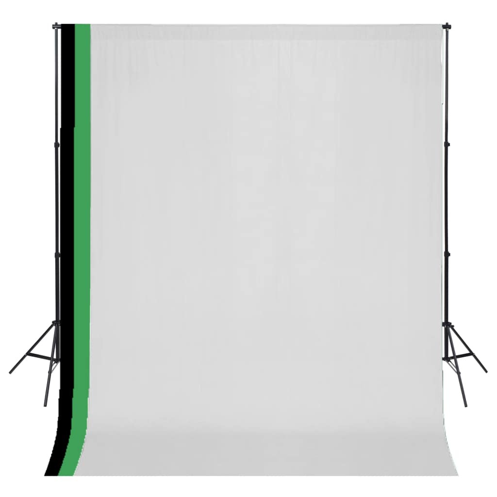 Photo Studio Kit with 3 Cotton Backdrops Adjustable Frame 3x3m